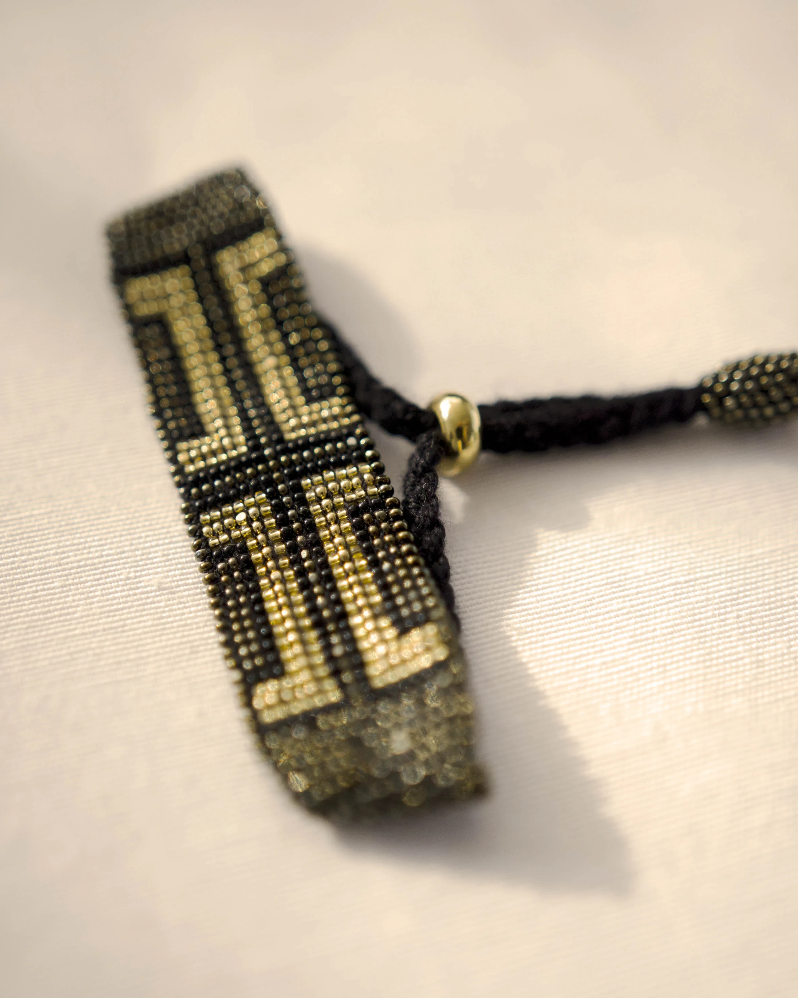 Art Deco Silk Adjustable Bracelet — detail view