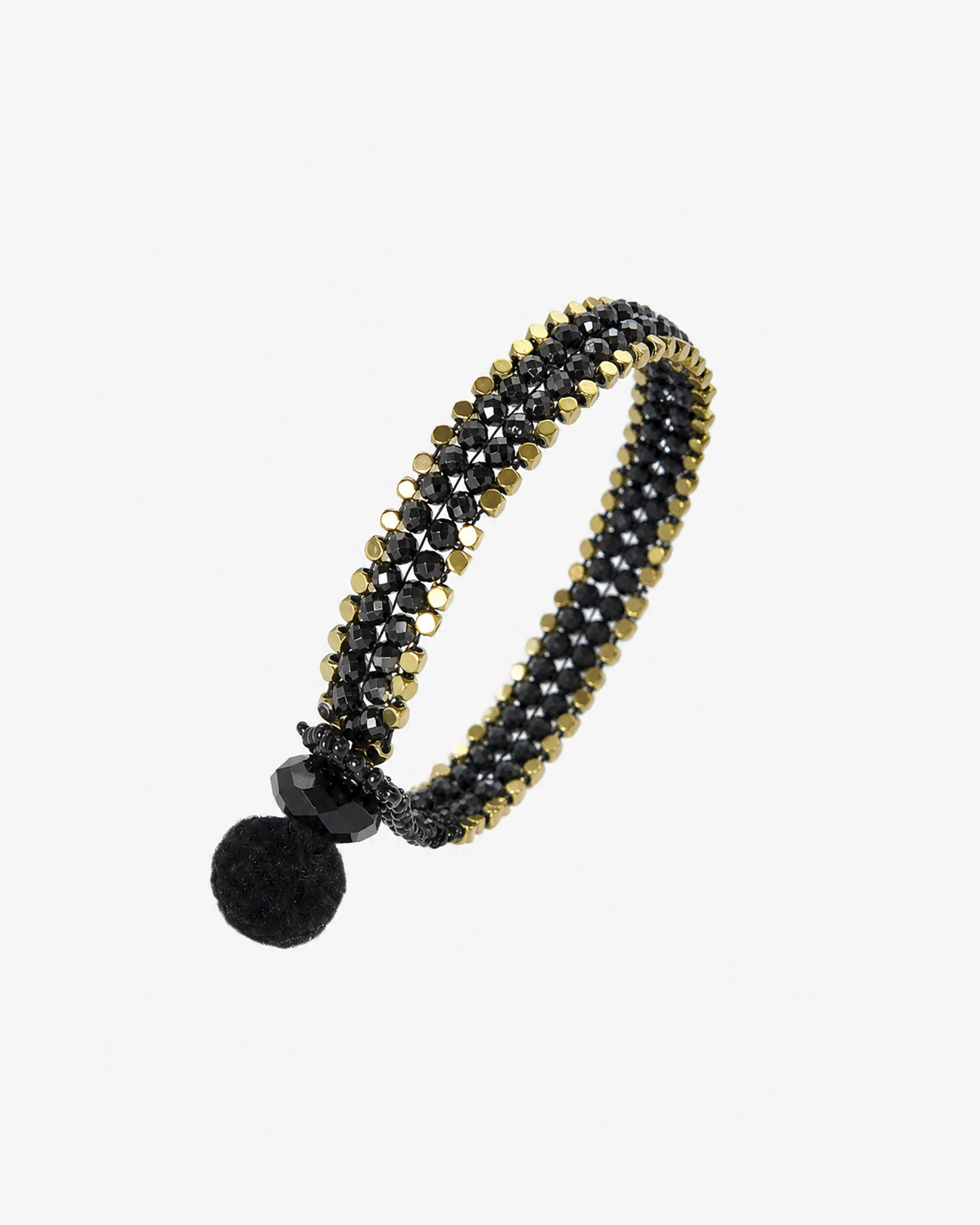 Black Spinel Gold Edge Bracelet — front view