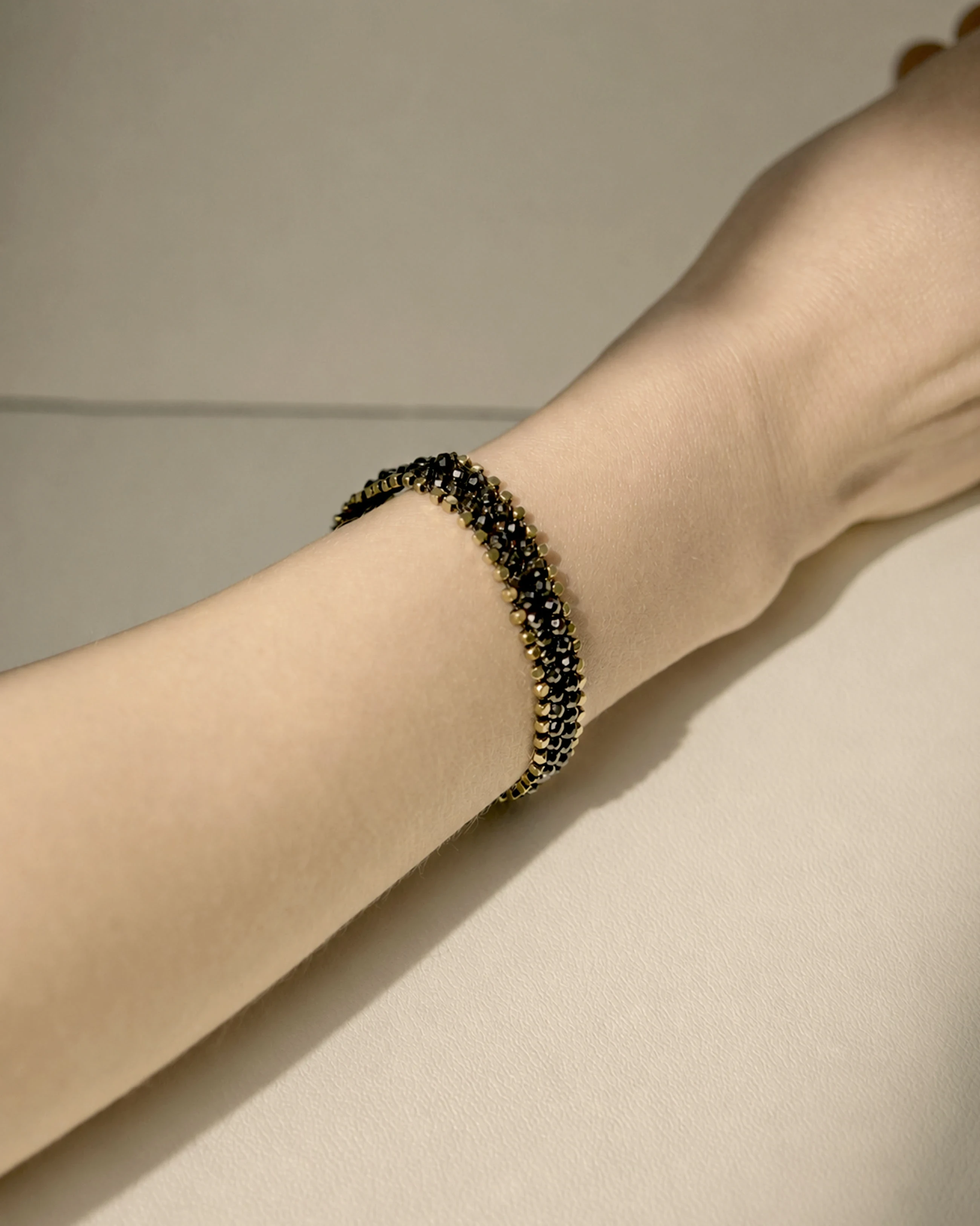Black Spinel Gold Edge Bracelet — alternate view
