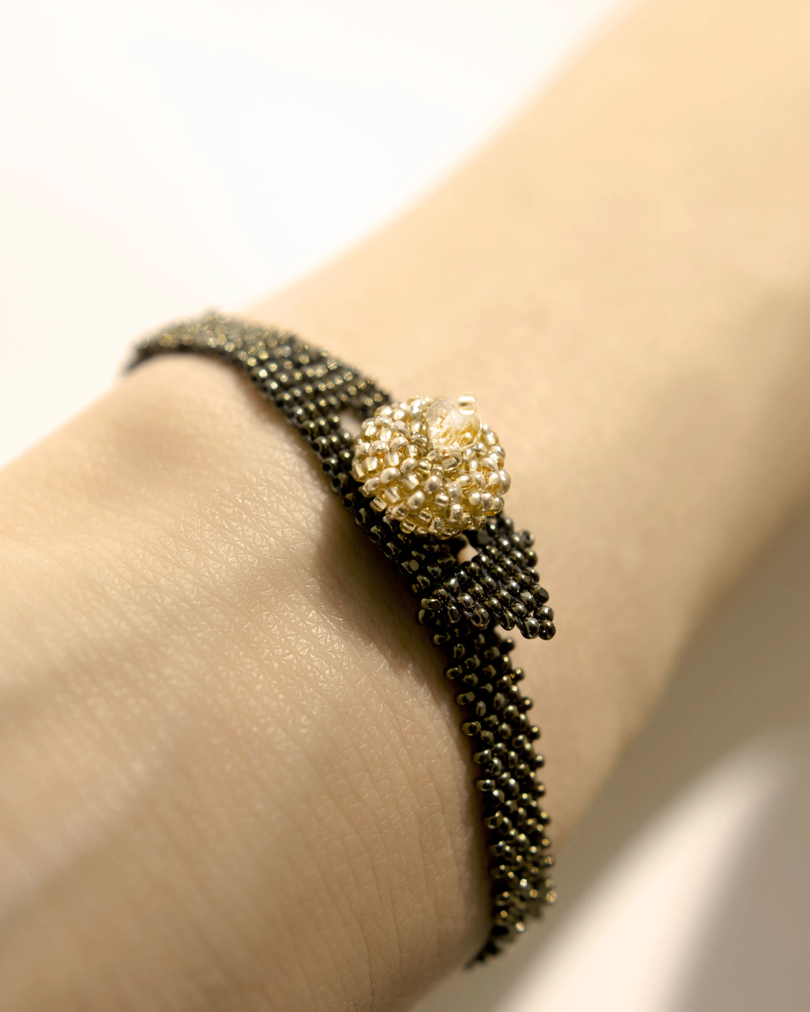 Bronze Beaded Bismarck Bracelet — styled view