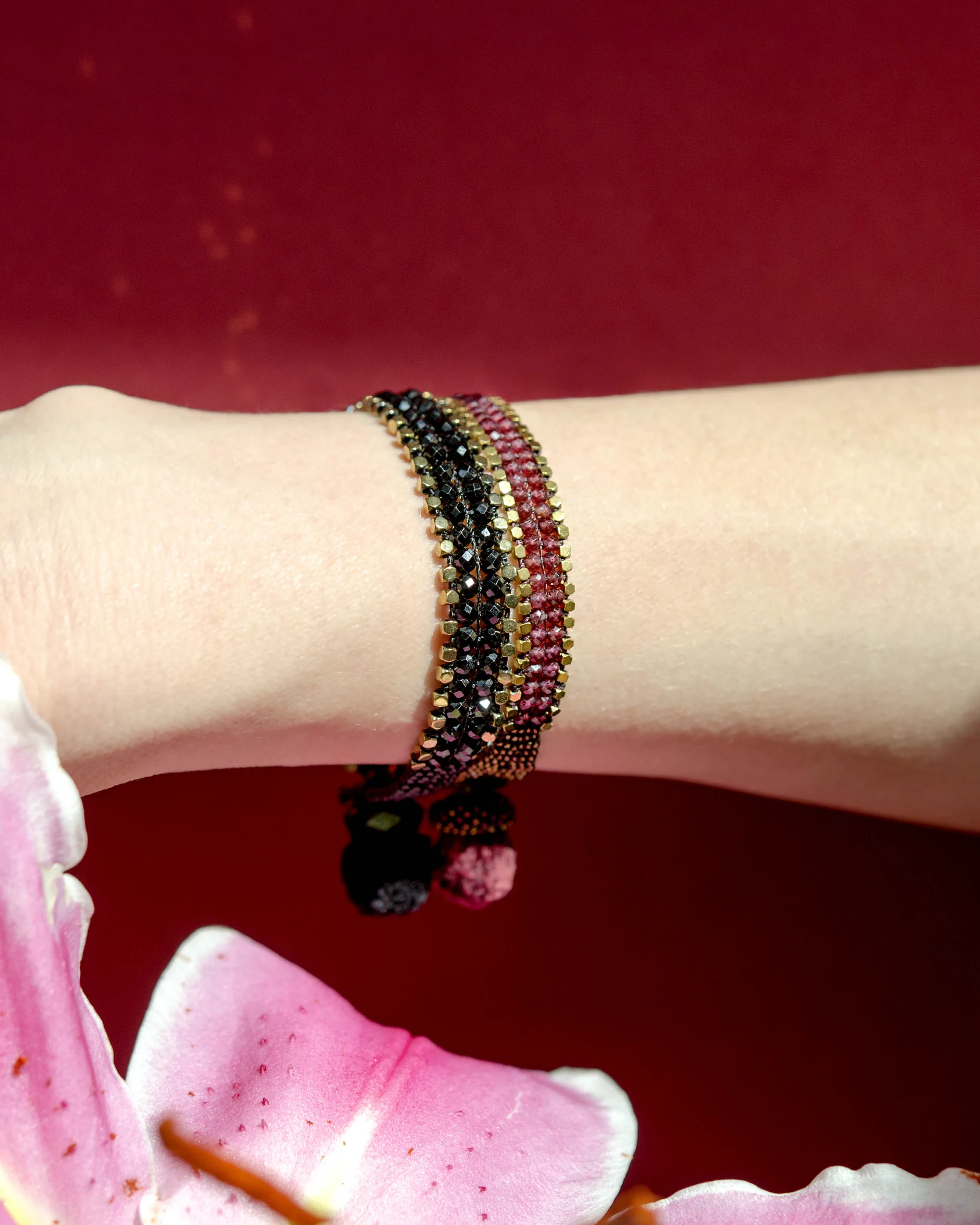 Garnet Gold Edge Bracelet — alternate view