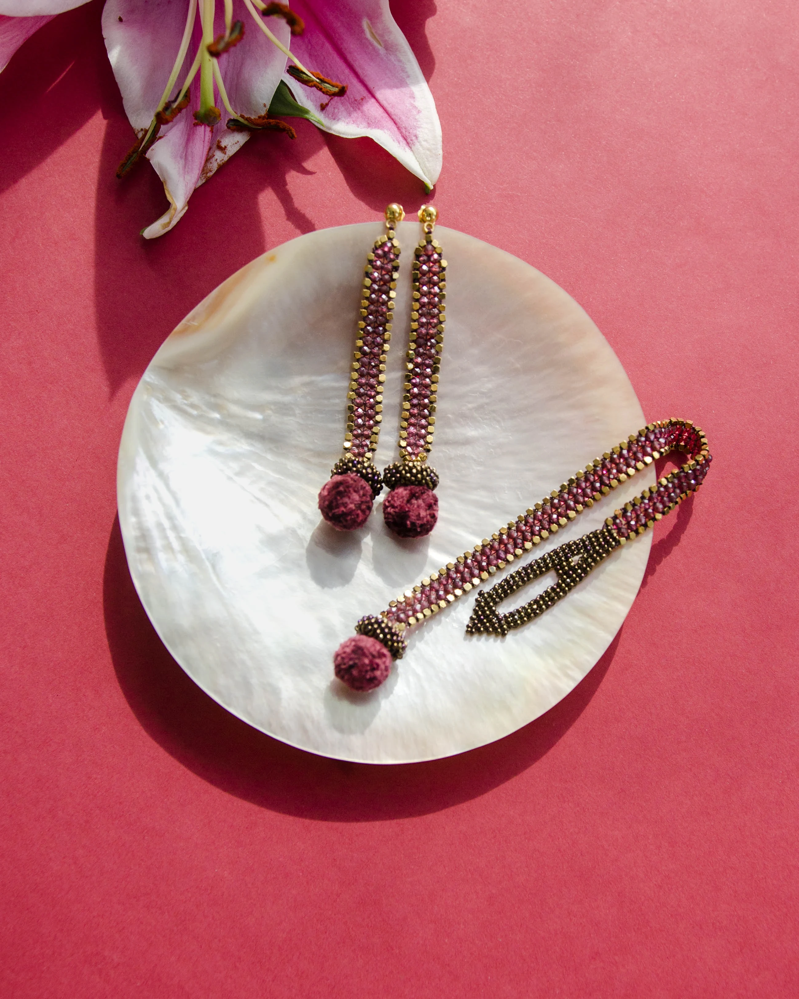 Garnet Gold Edge Bracelet — detail view