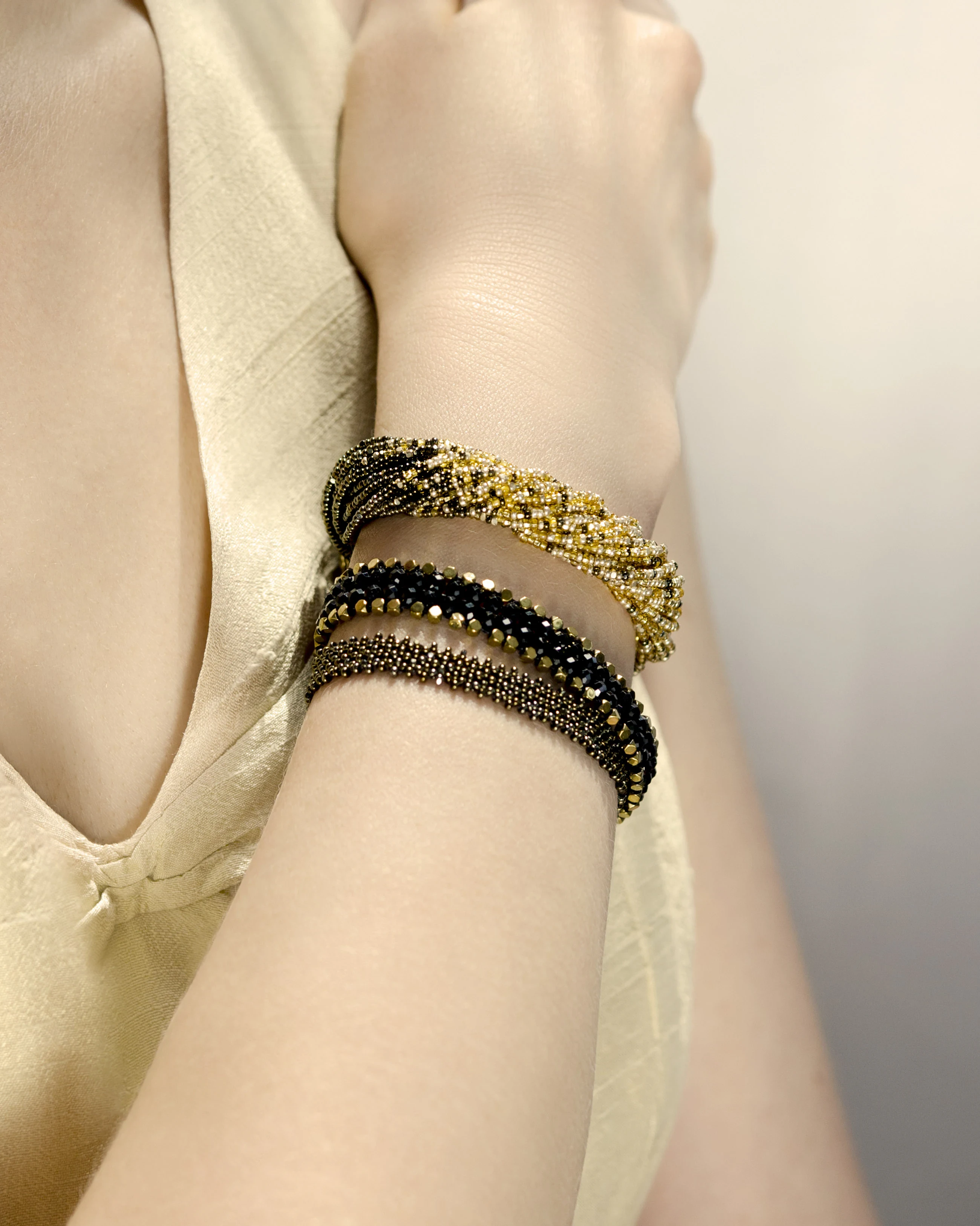 Golden Bronze Ombré Multi-Strand Bracelet — styled view
