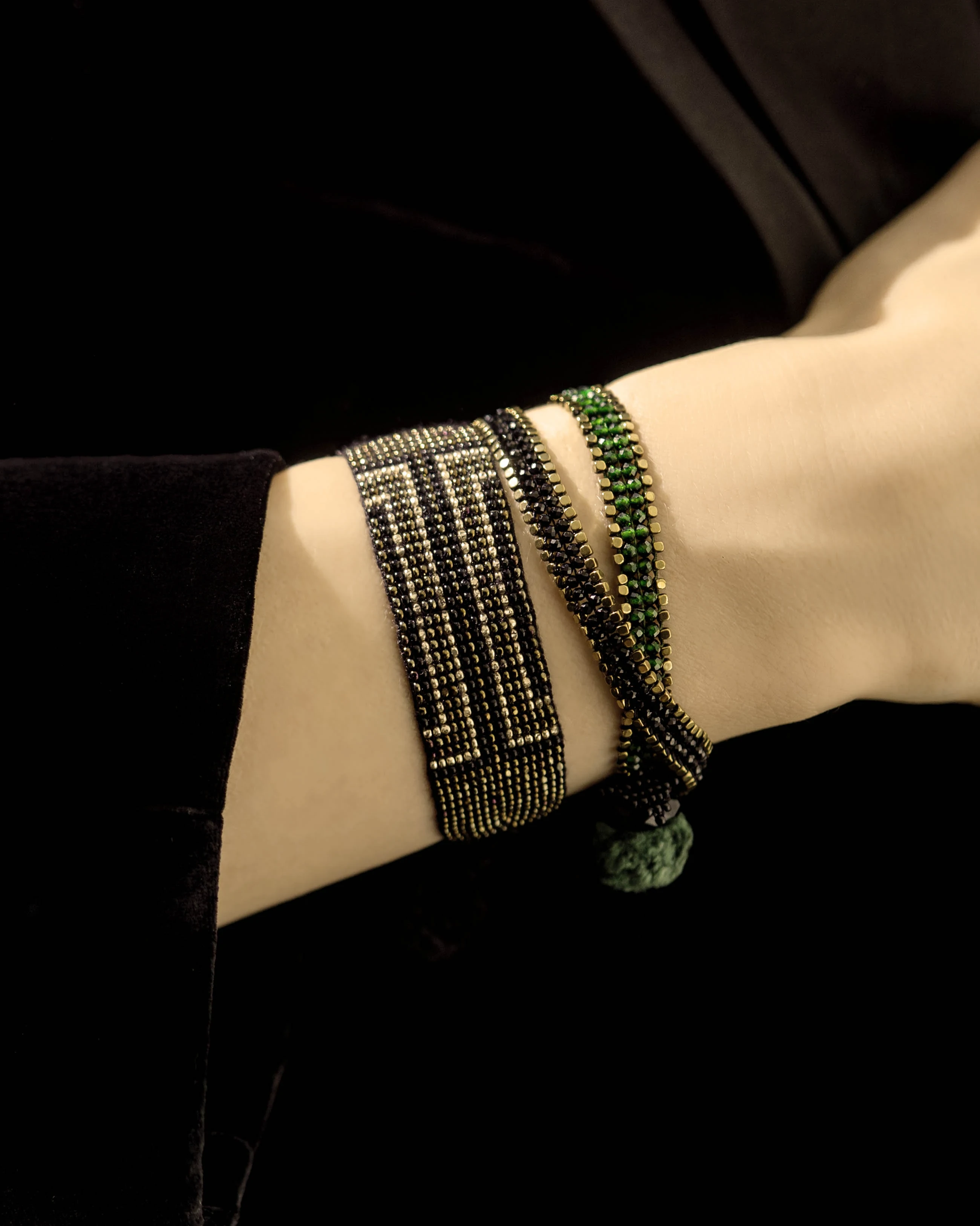 Green Goldstone Gold Edge Bracelet — alternate view