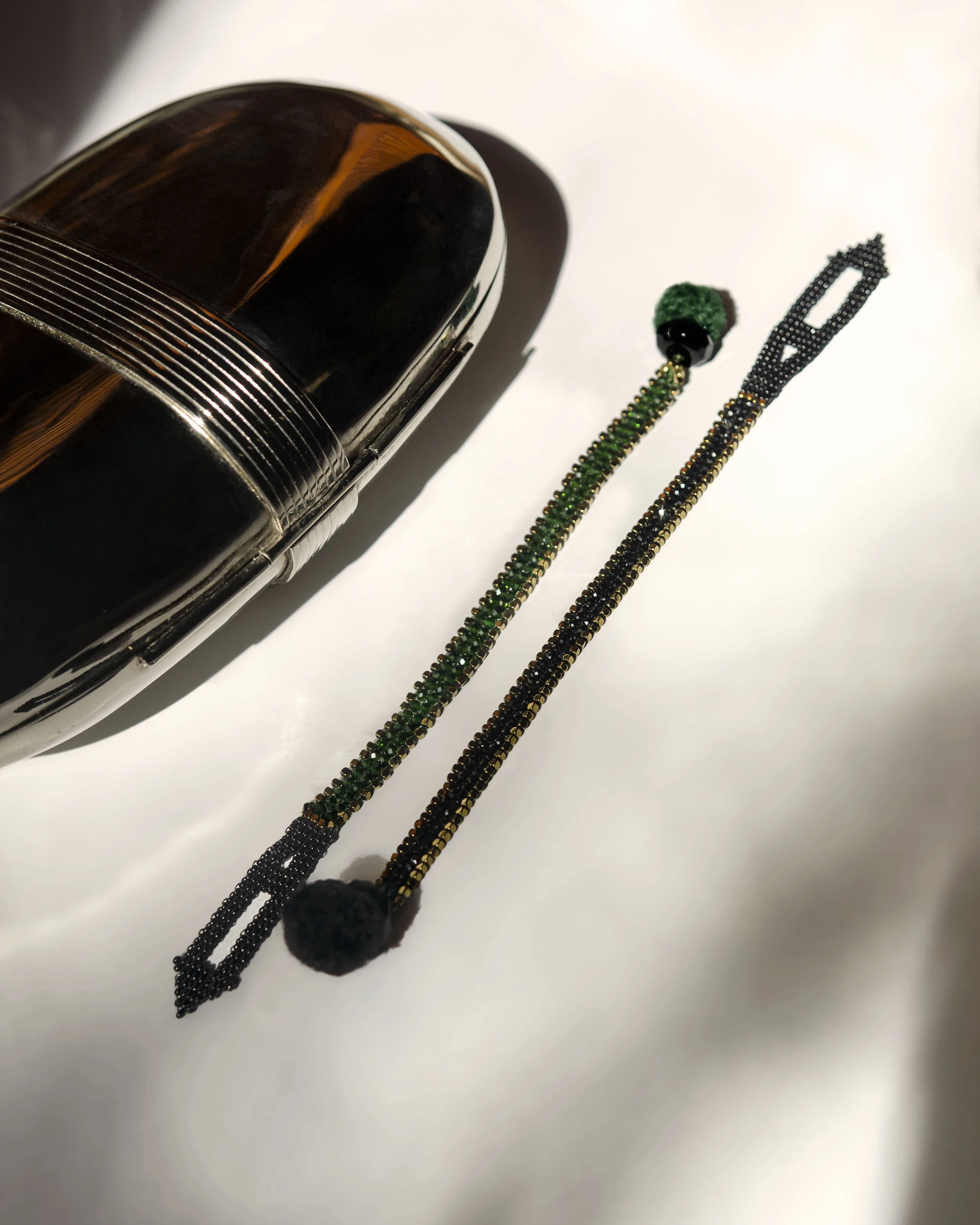 Green Goldstone Gold Edge Bracelet — styled view