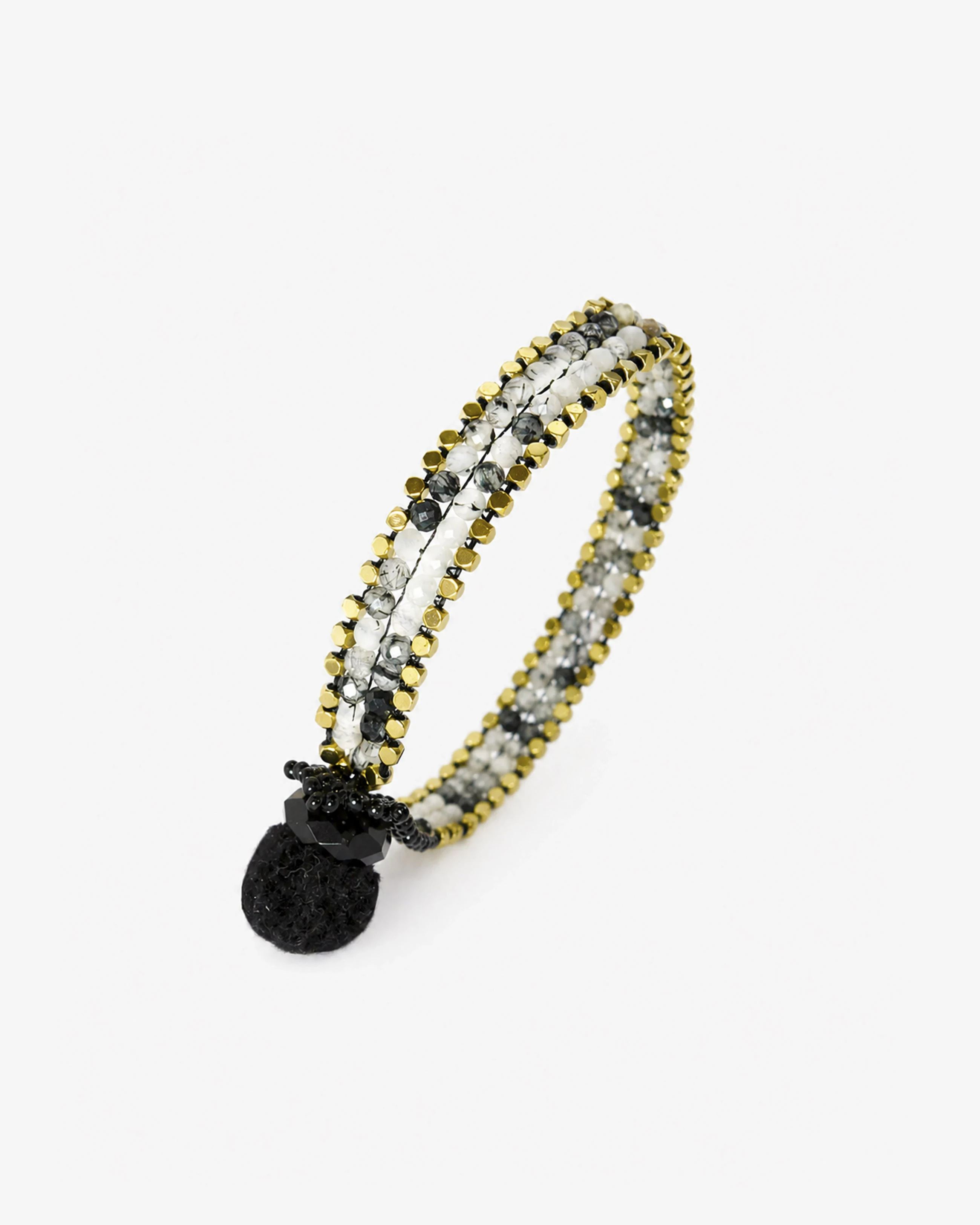 Rutilated Quartz Gold Edge Bracelet — front view