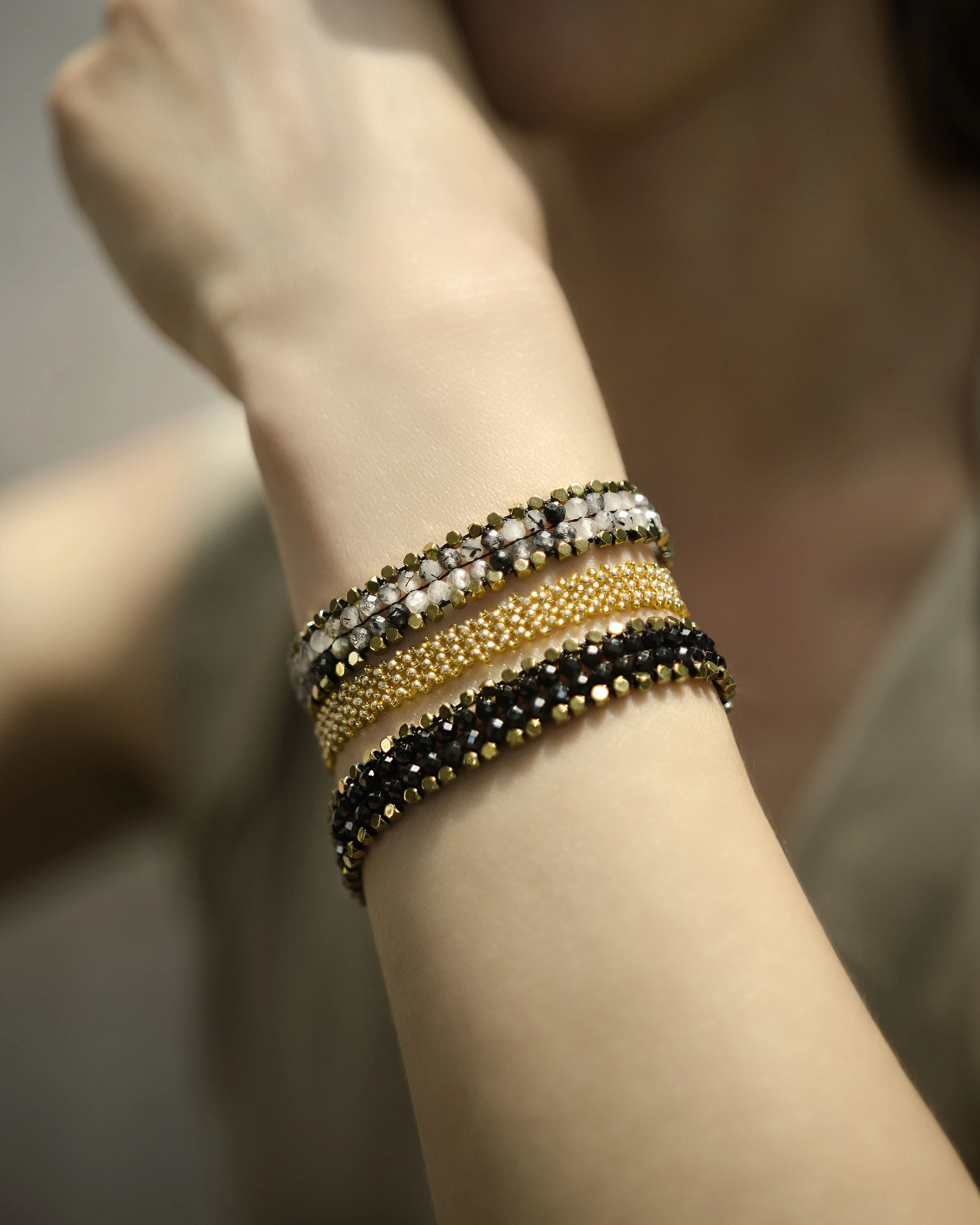 Rutilated Quartz Gold Edge Bracelet — alternate view