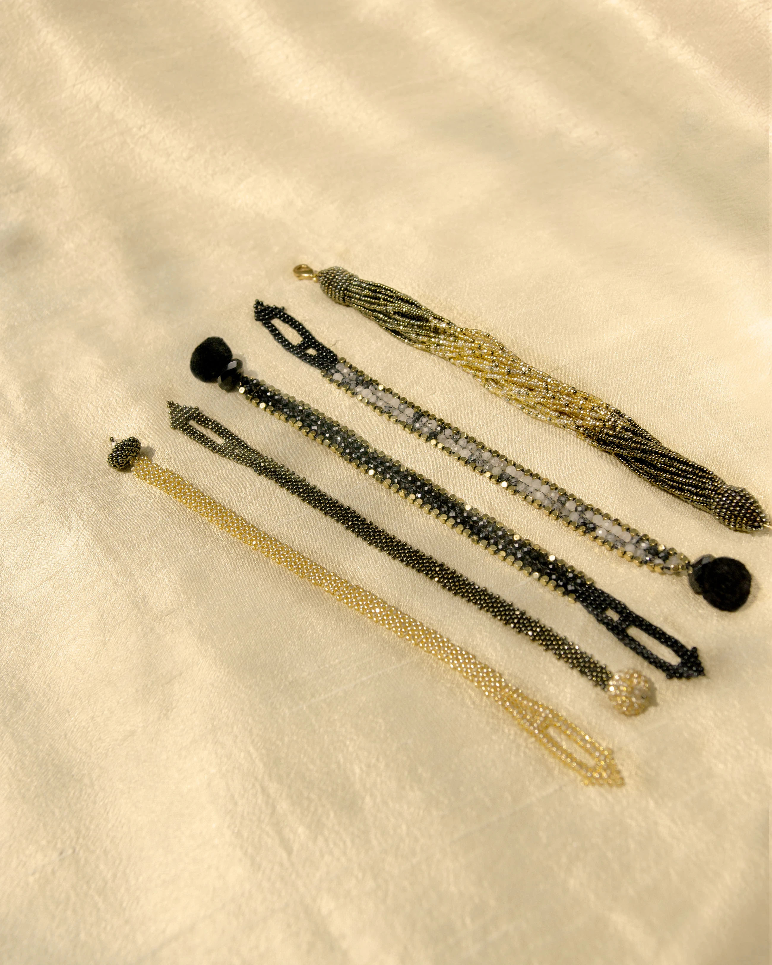 Rutilated Quartz Gold Edge Bracelet — styled view