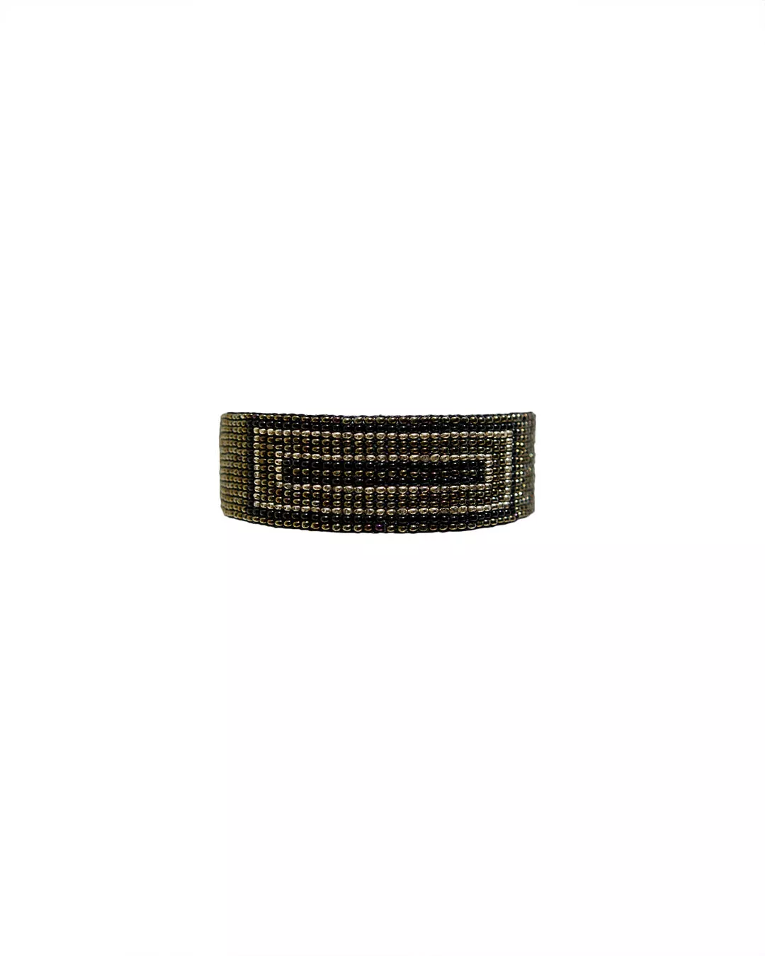Thin Oval Deco Motif Silk Adjustable Bracelet — front view