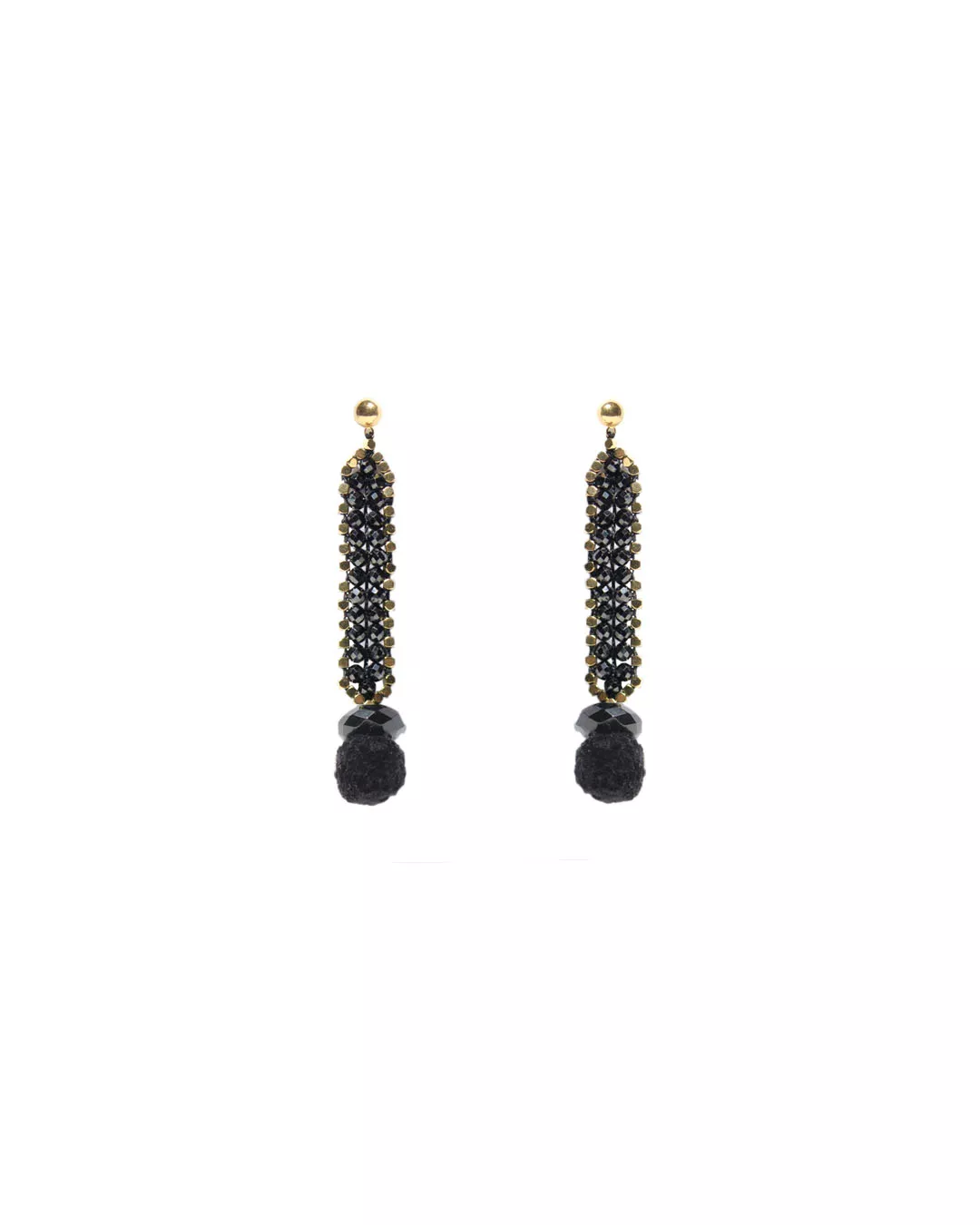 Black Spinel Gold Edge Earrings
