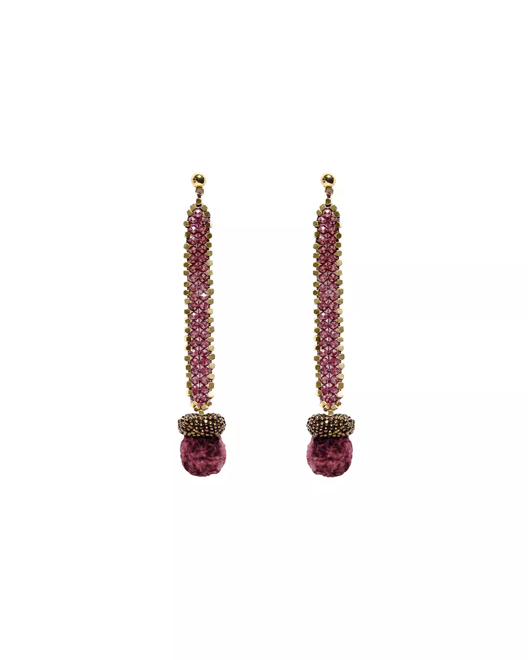Garnet Gold Edge Long Earrings