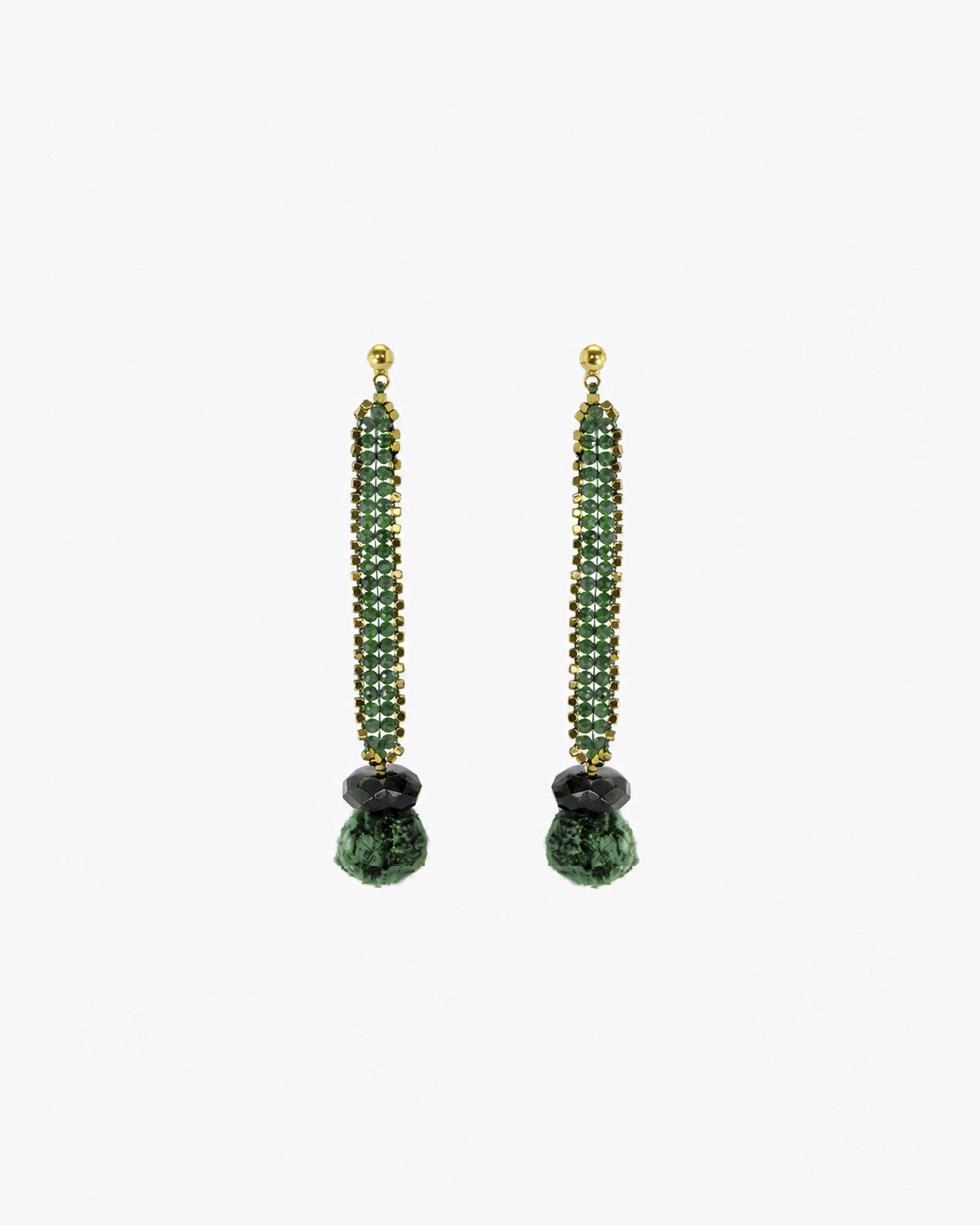Green Goldstone Gold Edge Earrings — front view