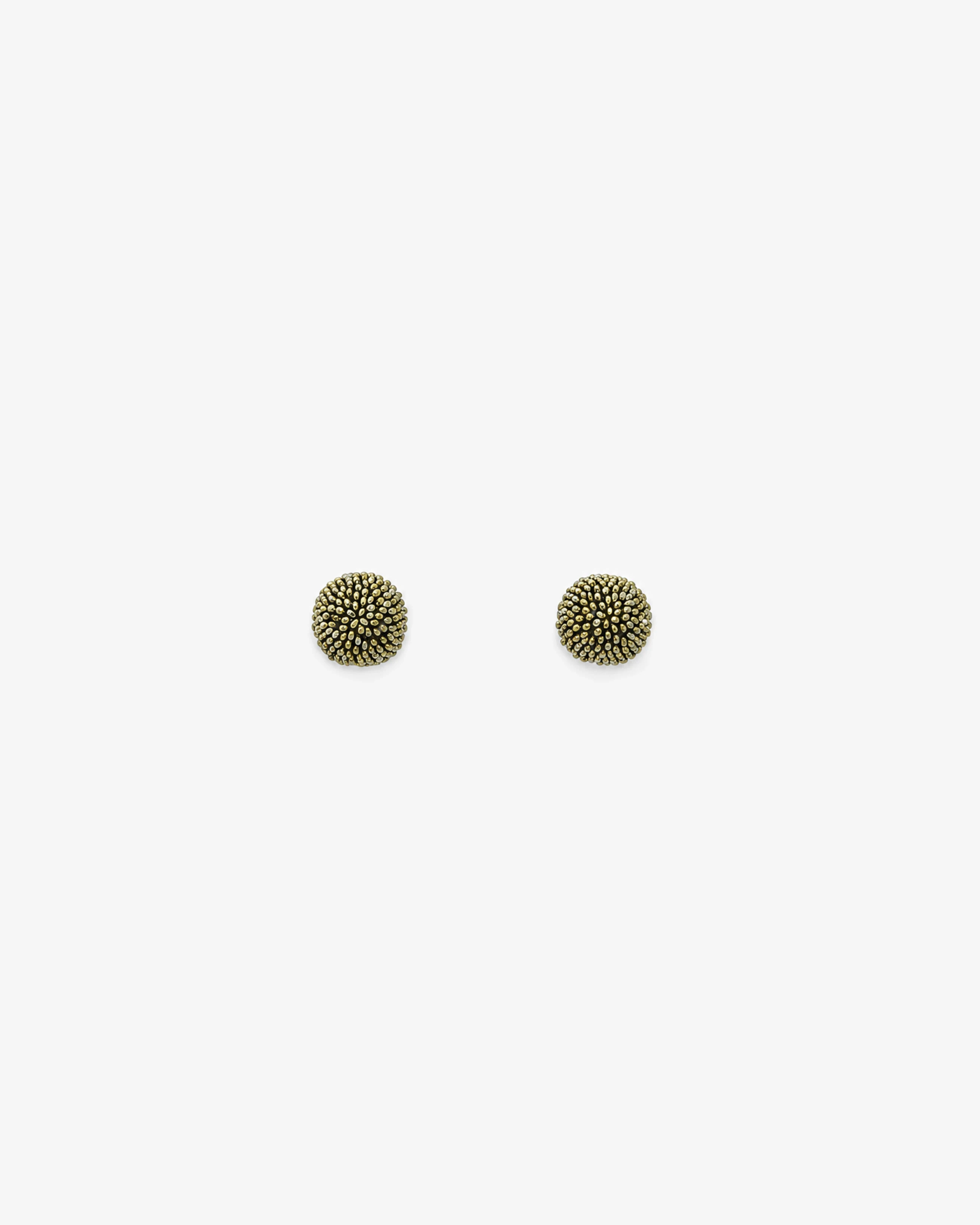 Textured Dome Stud Beaded Bronze Earrings — front view
