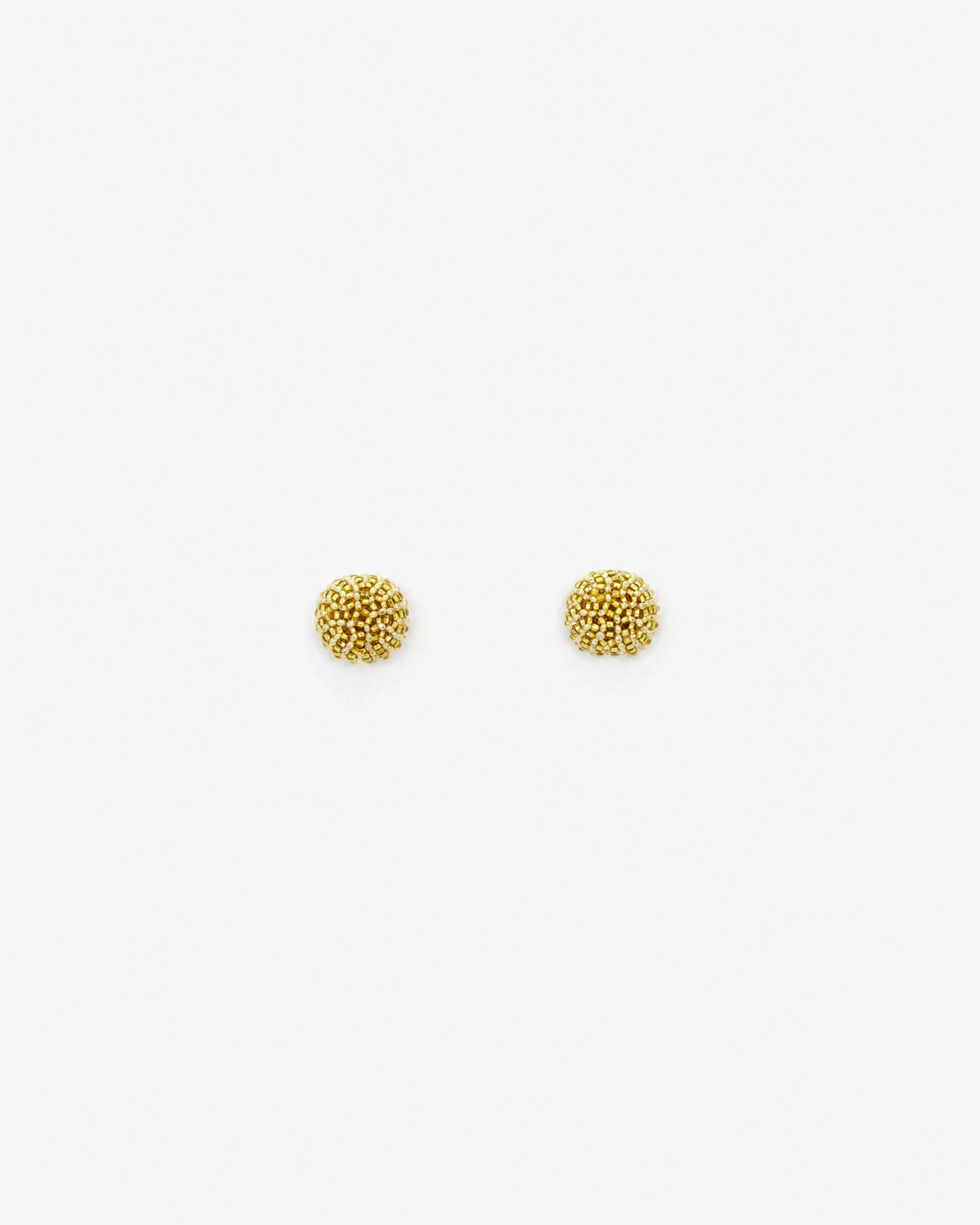 Textured Dome Stud Beaded Golden Earrings — front view