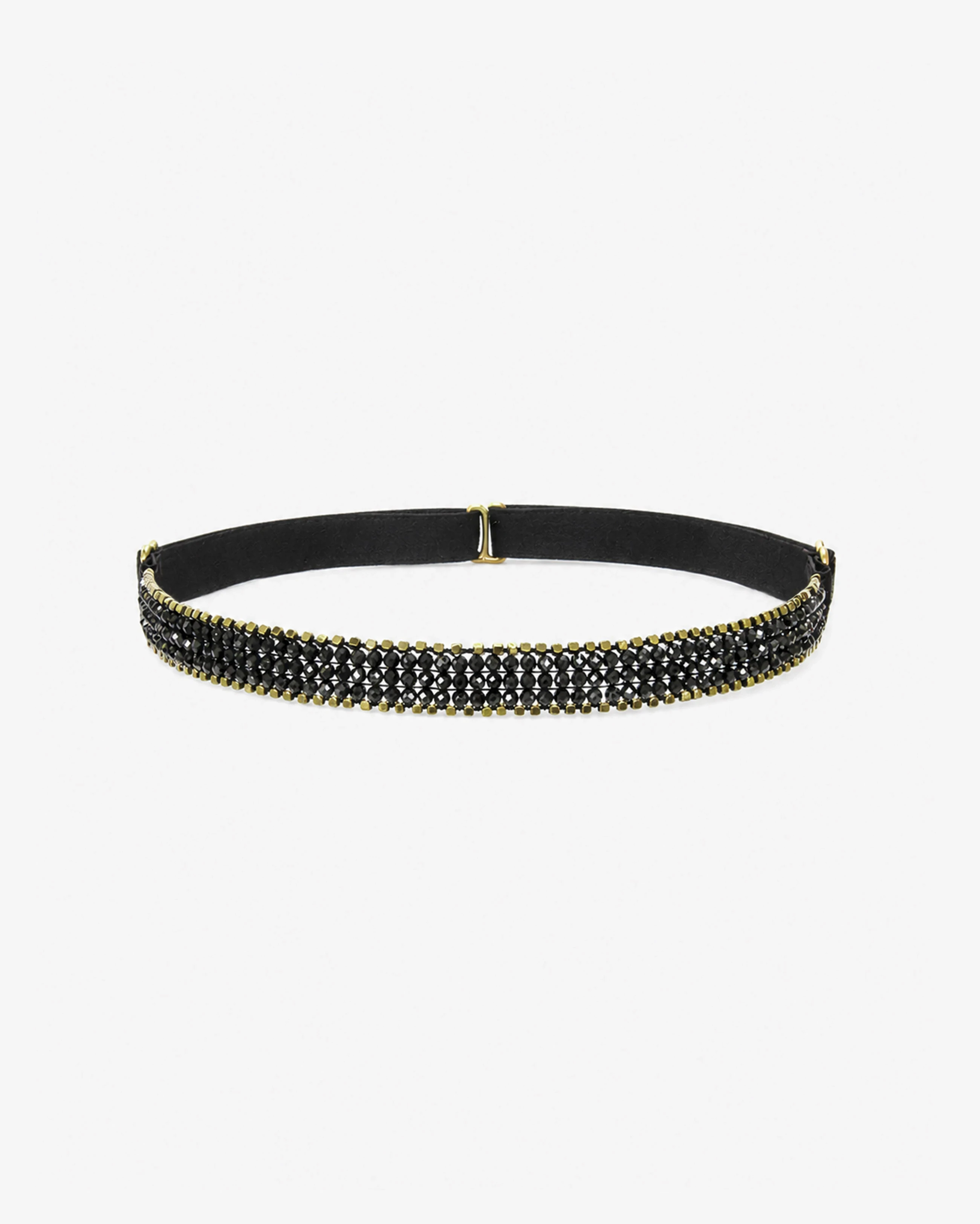 Black Spinel Choker with Golden Hematite — front view