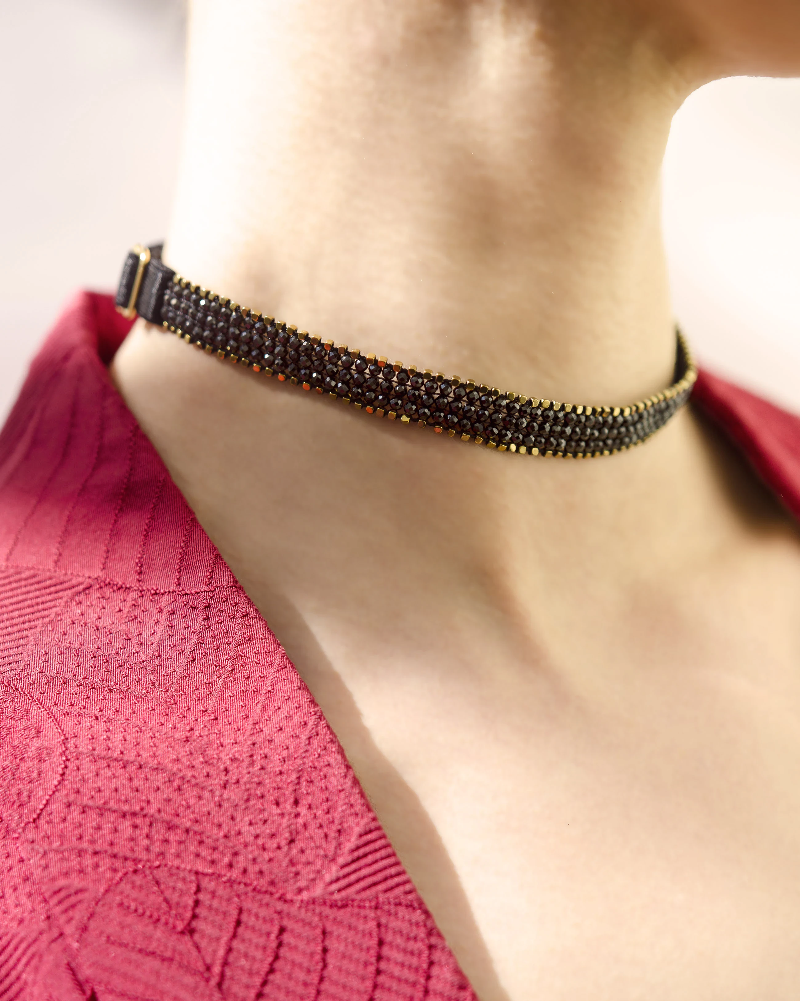 Black Spinel Choker with Golden Hematite — alternate view