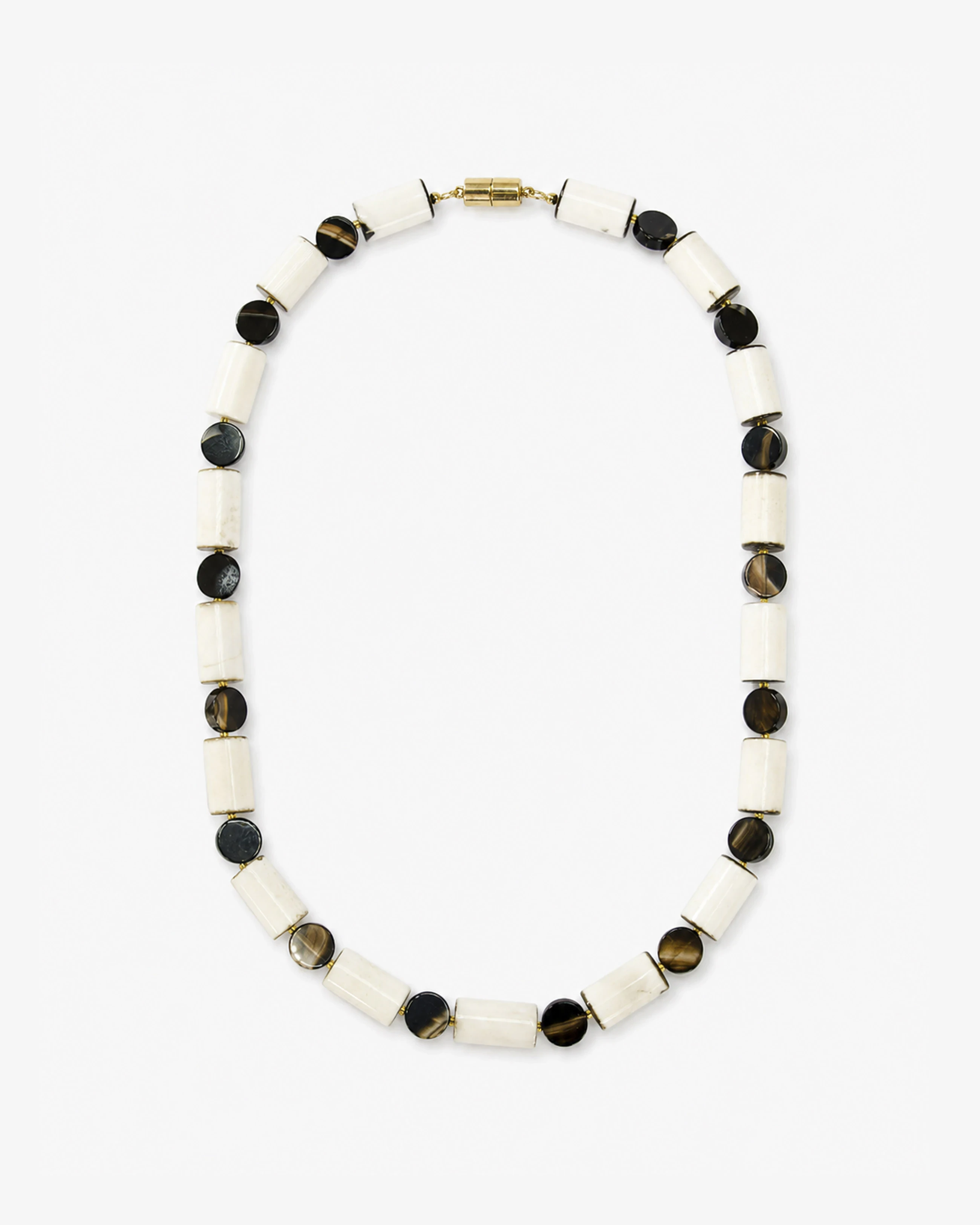 Brown & White Agate Art Deco Necklace — front view