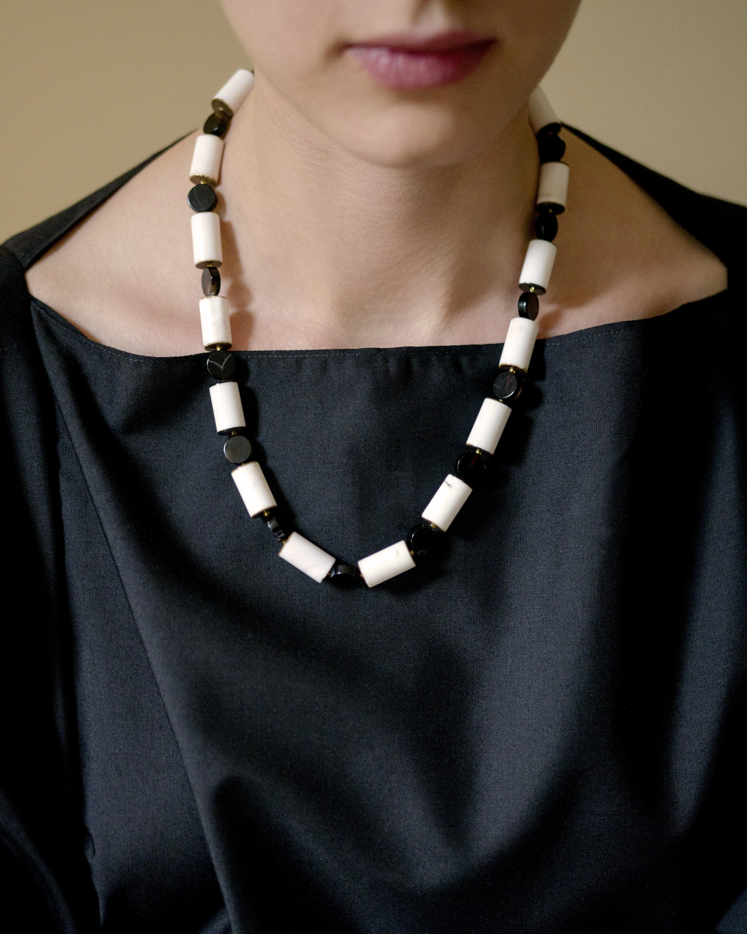 Brown & White Agate Art Deco Necklace — alternate view