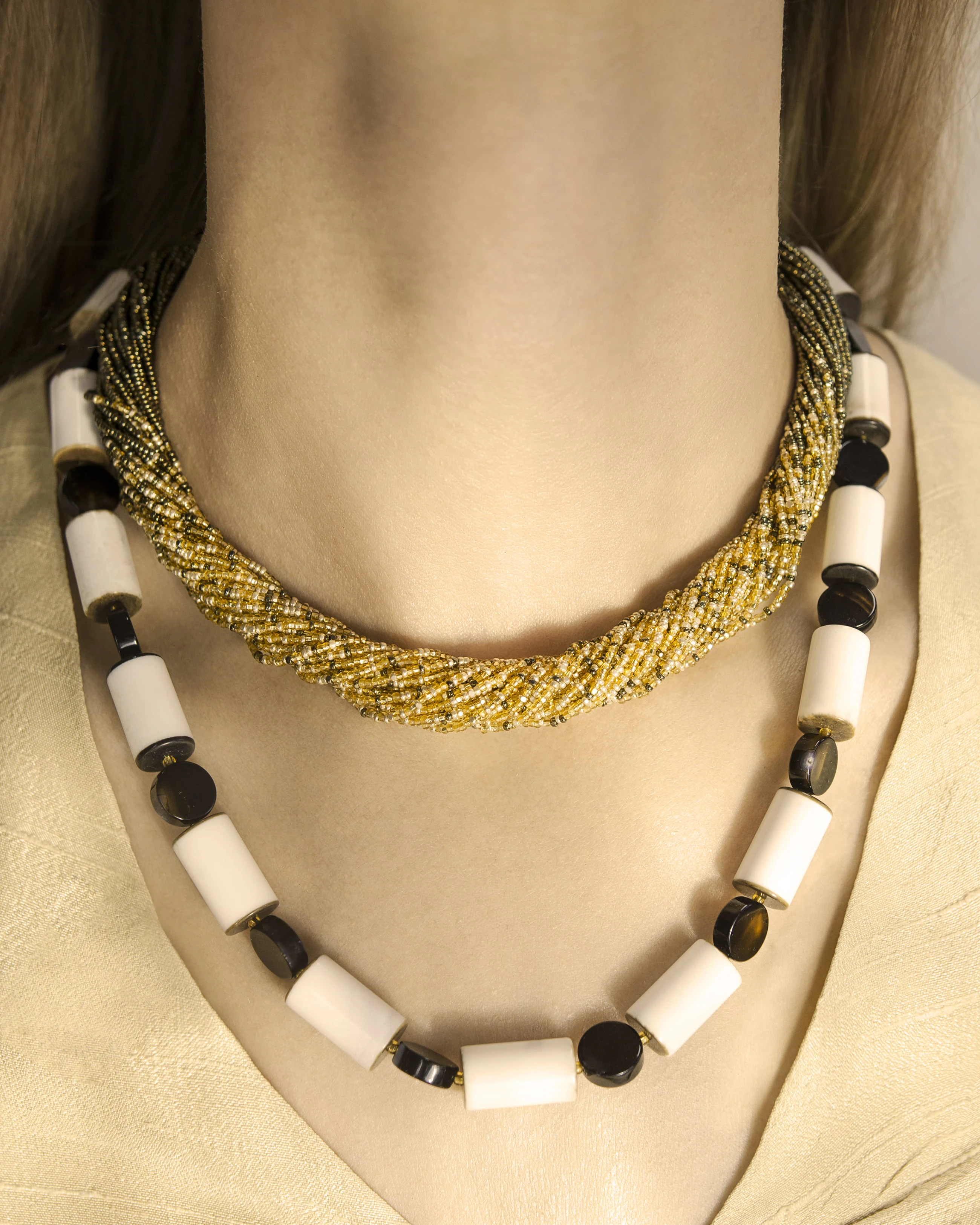 Golden Bronze Ombré Multi-Strand Necklace — alternate view
