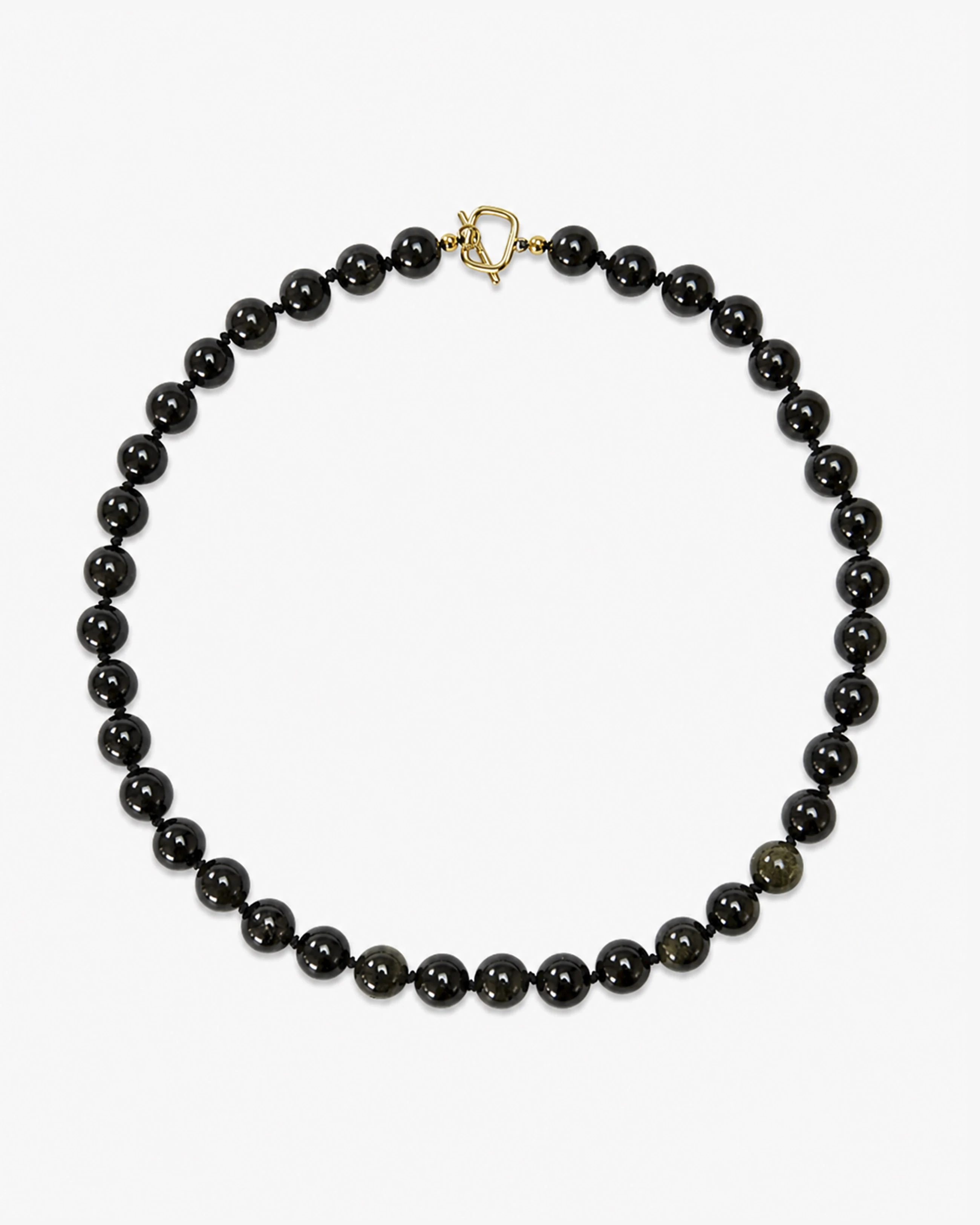 Golden Obsidian Silk-Knotted Necklace — front view