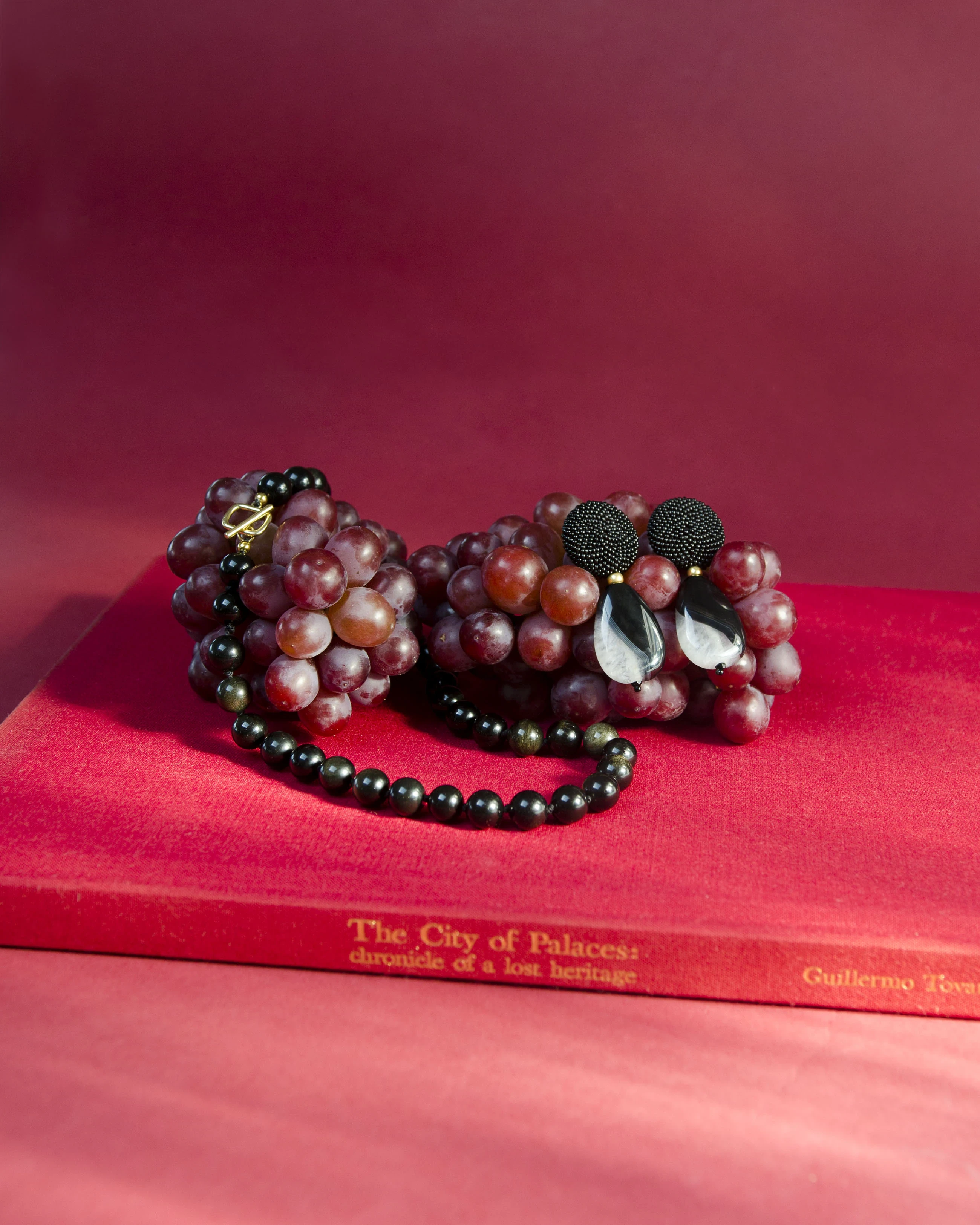 Golden Obsidian Silk-Knotted Necklace — styled view
