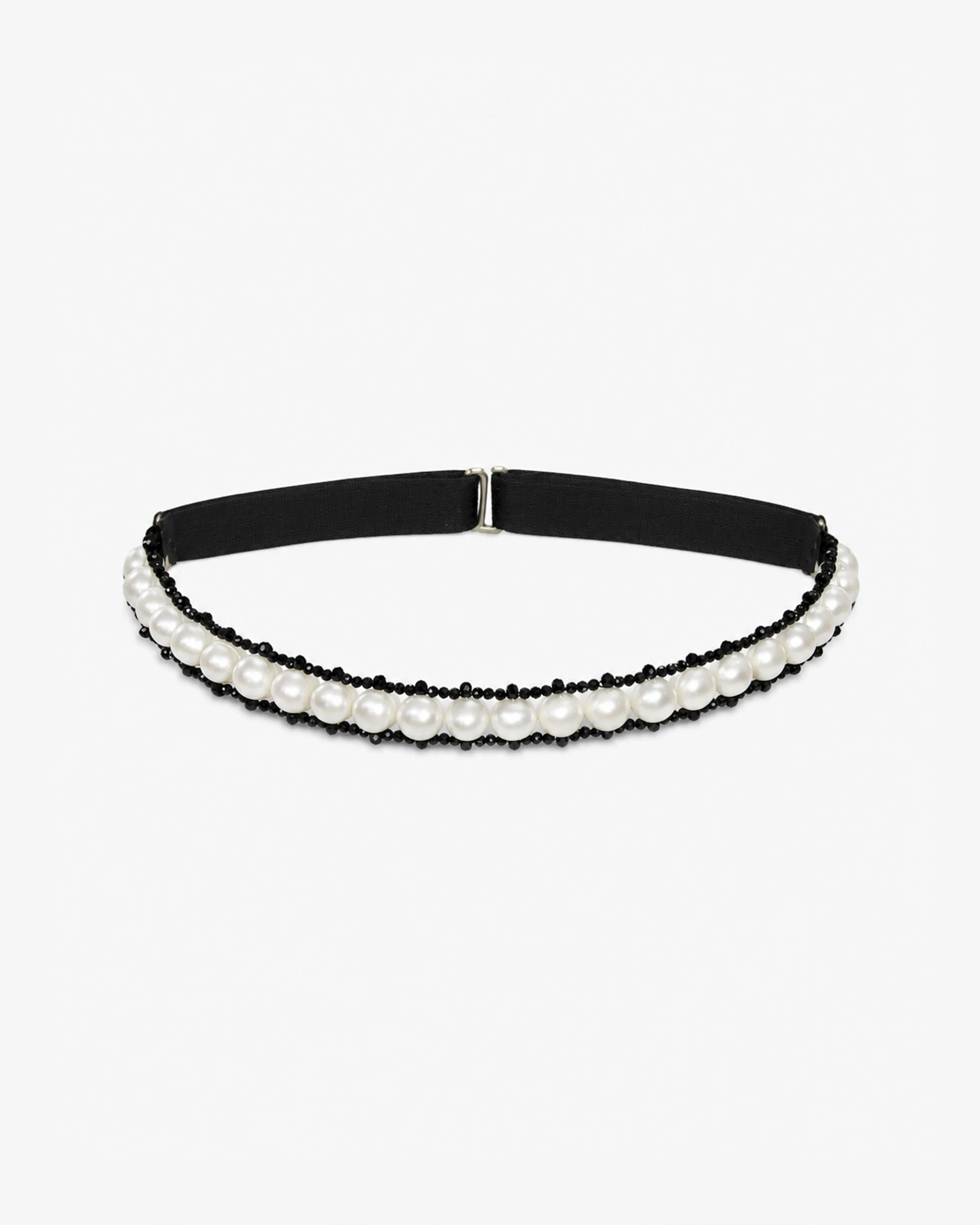 Pearl Choker with Black Spinel — front view